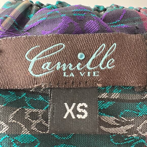 Camille La Vie Halter Plaid Bubble Dress Teal Purple Mini Jacquard Size XS - Picture 8 of 9